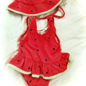 Watermelon Baby Swimsuit & Sun Hat
